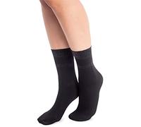 NOQ Calcetines de moda para mujer, calcetines elegantes, transparentes, tamaño libre, Beatrice Nero/Plata, talla única