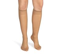 NOQ Calcetines de mujer hasta la rodilla lisos de 15 DEN estilo casual libres de presión semimate transparentes con parte superior cómoda, dos pares, talla única, Altoa única