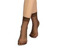 NOQ Calcetines de mujer por encima del tobillo monocolor 15 DEN transparente mate sin presión con parte superior cómoda talla única para oficina hasta el tobillo Sk-Elastan, Mocca