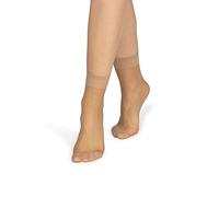 NOQ Calcetines de mujer por encima del tobillo monocolor 15 DEN transparente mate sin presión con parte superior cómoda talla única para oficina hasta el tobillo Sk-Elastan, Naturel