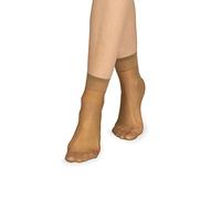 NOQ Calcetines de mujer por encima del tobillo monocolor 15 DEN transparente mate sin presión con parte superior cómoda talla única para oficina hasta el tobillo Sk-Elastan, Beige