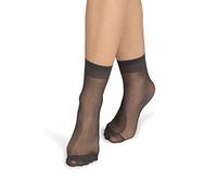 NOQ Calcetines de mujer por encima del tobillo monocolor 15 DEN transparente mate sin presión con parte superior cómoda talla única para oficina hasta el tobillo Sk-Elastan, Graphite