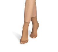 NOQ Calcetines de mujer por encima del tobillo monocolor 15 DEN transparente mate sin presión con parte superior cómoda talla única para oficina hasta el tobillo Sk-Elastan, Golden
