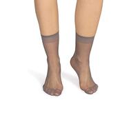 NOQ Calcetines de mujer por encima del tobillo monocolor 15 DEN transparente mate sin presión con parte superior cómoda talla única para oficina hasta el tobillo Sk-Elastan, Skalny