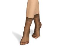 NOQ Calcetines de mujer por encima del tobillo monocolor 15 DEN transparente mate sin presión con parte superior cómoda talla única para oficina hasta el tobillo Sk-Elastan, Bronzo