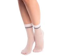 NOQ Calcetines estampados de moda para mujer, calcetines elegantes, transparentes, talla libre, Lux marfil/grafito, Talla única