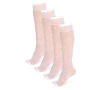 NOQ Calcetines finos transparentes mate para mujeres y niñas, calcetines hasta la rodilla, estilo elegante, cómodos 15 DEN, grosor ideal para tacones altos, BOX4, blanco, Talla única