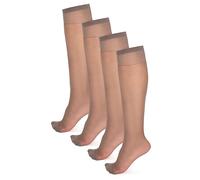 NOQ Calcetines finos transparentes mate para mujeres y niñas, calcetines hasta la rodilla, estilo elegante, cómodos 15 DEN, grosor ideal para tacones altos, BOX4, Lyon, Talla única