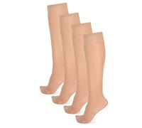 NOQ Calcetines finos transparentes opacos para mujeres niñas calcetines hasta la rodilla estilo elegante calcetines para mujer cómodos grosor 15 den ideales para tacones altos BOX4, Natural., Talla