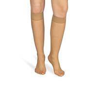 NOQ Calcetines para mujer, hasta la rodilla, lisos, color nude, 10 DEN, microfibra semimate, clásico, con parte superior cómoda, talla única, dos pares Sabia, Miele, talla única