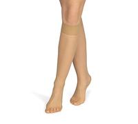 NOQ Calcetines para mujer, hasta la rodilla, lisos, color nude, 10 den, microfibra, semimate, clásicos, con parte superior cómoda, talla única, dos pares, Sabia, Natural, Talla única