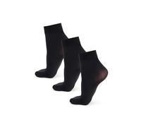 NOQ Calcetines para mujer por encima del tobillo lisos 40 Denier de microfibra mate clásica con banda cómoda, talla única, informal, oficina Mira, negro, paquete de 3