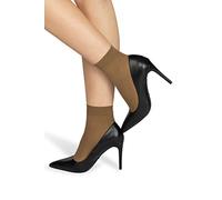 NOQ Calcetines para mujer por encima del tobillo, monocolor, 40 den, microfibra opaca, mate, clásicos, con cintura cómoda, talla única, informal, oficina Mira, beige, Talla única