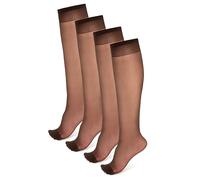 NOQ Calcetines transparentes mate finos para mujeres y niñas, calcetines hasta la rodilla, estilo elegante, calcetines de mujer cómodos, grosor 15 DEN, ideales para tacones altos BOX4, Mocca, Altoa