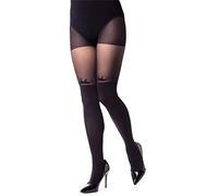 NOQ Medias de imitación mate semi Sheer para mujer, sexy, estampado por encima de la rodilla, ropa estampada para oficina, citas