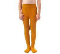 NOQ Medias de punto lisas para niñas, cálidas, opacas, para el colegio, baile de ballet, guardería, Curry 116/122 cm