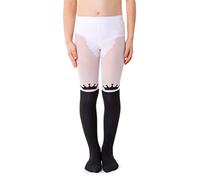 NOQ Medias estampadas para niñas pantimedias estampados calcetines por encima de la rodilla para escuela de baile 40 den, Crown Bianco 7-8 años (122-128)