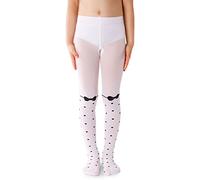 NOQ Medias estampadas para niñas pantimedias estampados calcetines por encima de la rodilla para escuela de baile 40 den, Inga Bianco 4-5 años (104-110)