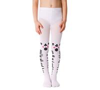 NOQ Medias estampadas para niñas pantimedias estampados calcetines por encima de la rodilla para escuela de baile 40 den, Zappa Bianco 4-5 años (104-110)