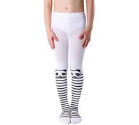 NOQ Medias estampadas para niñas pantimedias estampados calcetines por encima de la rodilla para escuela de baile 40 den, Panda Bianco 6-7 años (116-122)