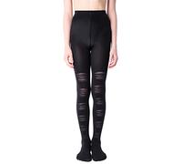 NOQ Medias estampadas para niñas pantimedias estampados calcetines por encima de la rodilla para escuela de baile 40 den, Extravert Nero 9-10 años (134-140)