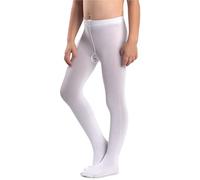 NOQ Medias gruesas para niña Corina Plain 120 DEN. Leggings abrigadas para usar en la habitación, para ballet, clases de danza. Medias opacas, negro, azul marino, blanco, rosa, Blanco, 134 cm-140 cm