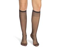NOQ Medias hasta la rodilla para mujer, monocolor, 15 DEN, estilo casual, sin presión, semimate transparente, con parte superior cómoda, dos pares, talla única, gris, Talla única