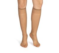 NOQ Medias hasta la rodilla para mujer, monocolor, 15 DEN, estilo casual, sin presión, semimate transparente, con parte superior cómoda, dos pares, talla única, dorado, Talla única