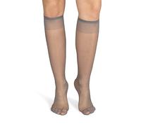 NOQ Medias hasta la rodilla para mujer, monocolor, 15 DEN, estilo casual, sin presión, semimate transparente, con parte superior cómoda, dos pares, talla única, Gris, Talla única