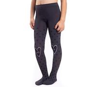 NOQ Medias opacas para niñas, diseño de corazones, sí/no, 120 DEN, para danza, gimnasia, escuela, guardería, gris, 4-5 años