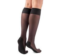 NOQ Medias para masaje de pies para mujer, transparentes, semimate, sin presión, medias hasta la rodilla, calcetines de masaje, 20 DEN Active, negro, Talla única