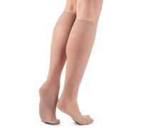 NOQ Medias para masaje de pies para mujer, transparentes, semimate, sin presión, medias hasta la rodilla, calcetines de masaje, 20 DEN Active, Natural, Talla única