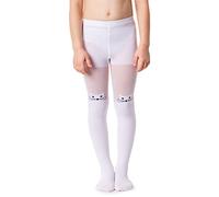 NOQ Medias para niña con efecto 3D, diseño liso, danza, gimnasia, disfraz de Little Princess, Meow Bianco, 104 cm-110 cm