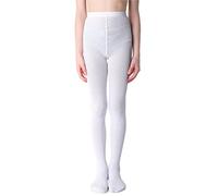 NOQ Medias para niña con efecto 3D, diseño liso, danza, gimnasia, disfraz de Little Princess, MiniMini Bianco, 116 cm-122 cm