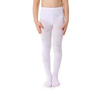 NOQ Medias para niña con efecto 3D, diseño liso, danza, gimnasia, disfraz de Little Princess, Otoño Bianco, 122 cm-128 cm