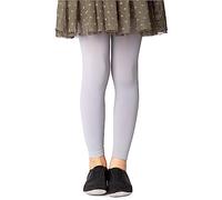 NOQ Medias sin pies para niñas, mallas de longitud completa, falda larga hasta el tobillo, vestido tipo túnica, baile escolar, Ballet, microfibra opaca, Paloma Grey 8/9 años (128/134 cm)