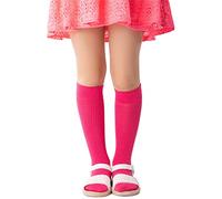 NOQ Niños Niñas rayas hasta la rodilla 100 DEN cómodo suave cálido calcetines flexibles niños pequeños Casual lindo uniforme escolar vestido sobre la pantorrilla un par Molly, Raspberry 18/22 cm