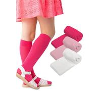 NOQ Paquete de 3 Calcetines Acanalados Hasta La Rodilla Para Niñas de 100 den: Mezcla de Viscosa Suave Cálida y Elástica Disponible En Elegantes Colores Para La Comodidad Diaria - Mix 18/22