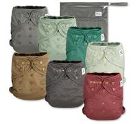 Nora's Nursery Cubrepañales de tela, lavable, reutilizable, con cierre a presión, plano o ajustado, paquete de 7 con bolsa húmeda, nogal