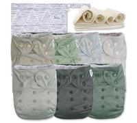 Nora's Nursery Morning Dew - Paquete de 7 pañales de tela con 7 insertos y 1 bolsa húmeda, funda impermeable, lavables, reutilizables y pañales de bolsillo ajustables de talla única para recién
