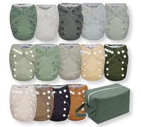 Nora's Nursery Pañales de tela todo en uno para recién nacidos, paquete de 14 con 1 vaina para pañales limpios, funda impermeable, lavable, reutilizable y 1 pañal de tela ajustable para menos de 12