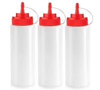 Norcalway Botellas exprimibles de condimentos de 12 onzas para salsas, aceite a prueba de fugas, jarabe, aderezo, botellas de chorro, paquete de 3