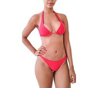 NORDESTINA - Conjunto Bikini Brasileño 2 Piezas, Ropa de Baño Mujer, Bañador con Forro, No Transparenta, Top Ajustable sin Relleno, Liso, Hecho en Brasil, Sofia (L, Rojo)