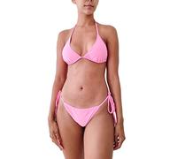 NORDESTINA- Julia Liso - Bikini Triángulo para Mujer - Micro Tanga con Tirantes Ajustables y Forro, Conjunto Sexy para Playa y Piscina (L, Rosa)