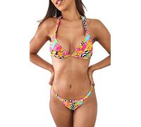 NORDESTINA - Maria, Bikini Brasileño, Micro Tanga, Bikini Diseño Sexy, Traje de baño 2 Piezas (FR/ES, Letras, M, Regular, Pequeño, Bajo, Rosa)