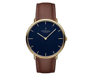 Nordgreen Native Brown Leather 40mm Gold Case Watch