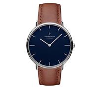 Nordgreen Native Brown Leather 40mm Silver Case Watch, Correa