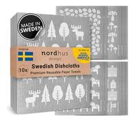 Nordhus Design Paños de cocina suecos, 10 unidades, gris, fabricados en Suecia, reutilizables, lavables, algodón de celulosa, reemplazan servilletas, toallitas, esponjas y trapos para platos
