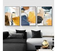 Nordic Abstract Watercolor Geometric Art Canvas Painting Printing for Living Room Modern Home Wall Art Decoration(50x70cm/3Pcs Frameless)