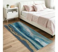 Nordic - Alfombra de pasillo (60 x 120 cm, antideslizante, de pelo bajo, para sala de estar, baño, lavandería, estilo nórdico, minimalista, grietas, mármol, lavable, impreso, largo, color azul)
